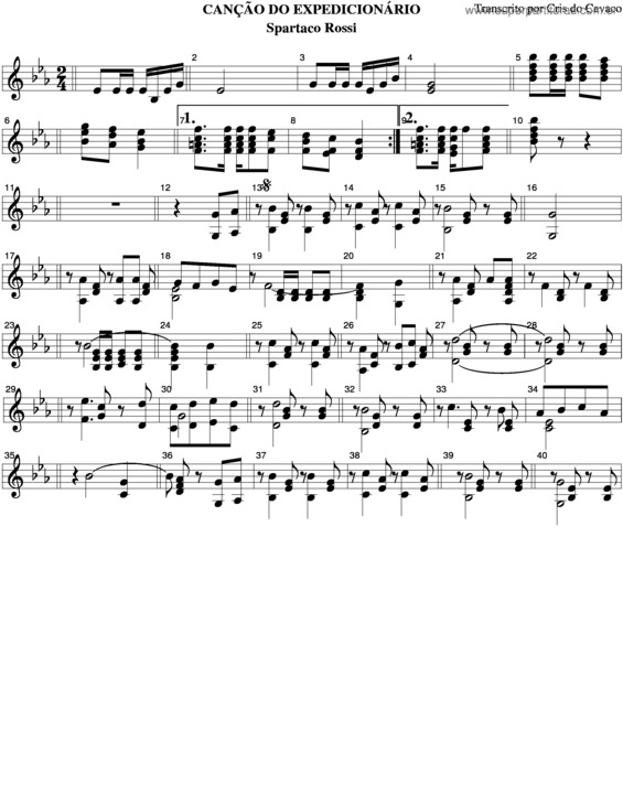 Partitura da música Canção Do Expedicionário