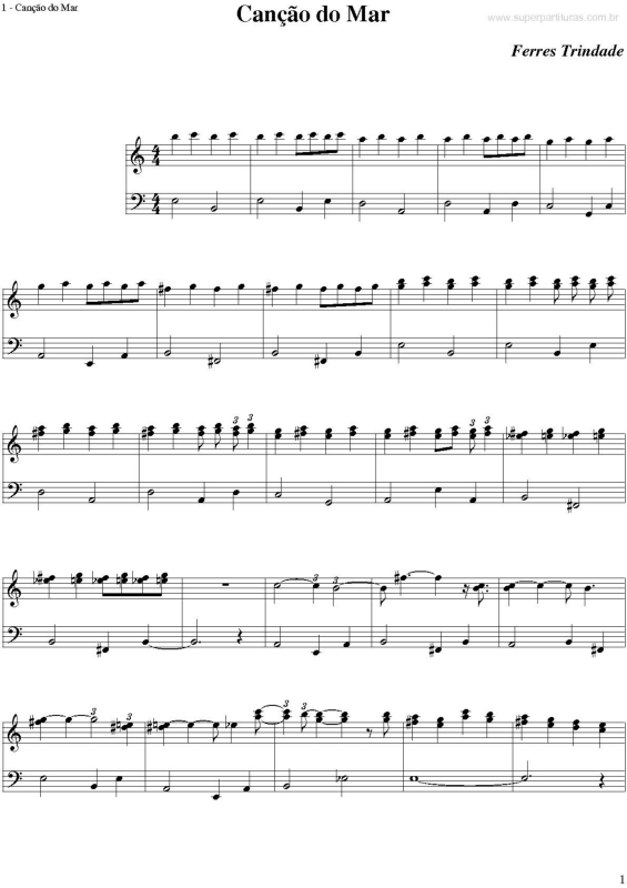 Partitura da música Canção do Mar