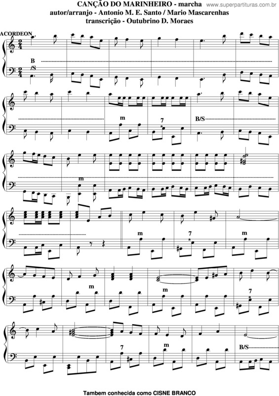 Partitura da música Canção Do Marinheiro