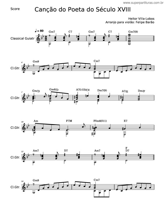 Partitura da música Canção Do Poeta Do Século Xviii – Heitor Villa–Lobos