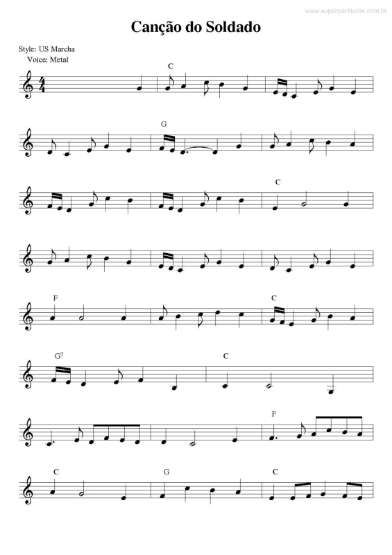 Partitura da música Canção do soldado