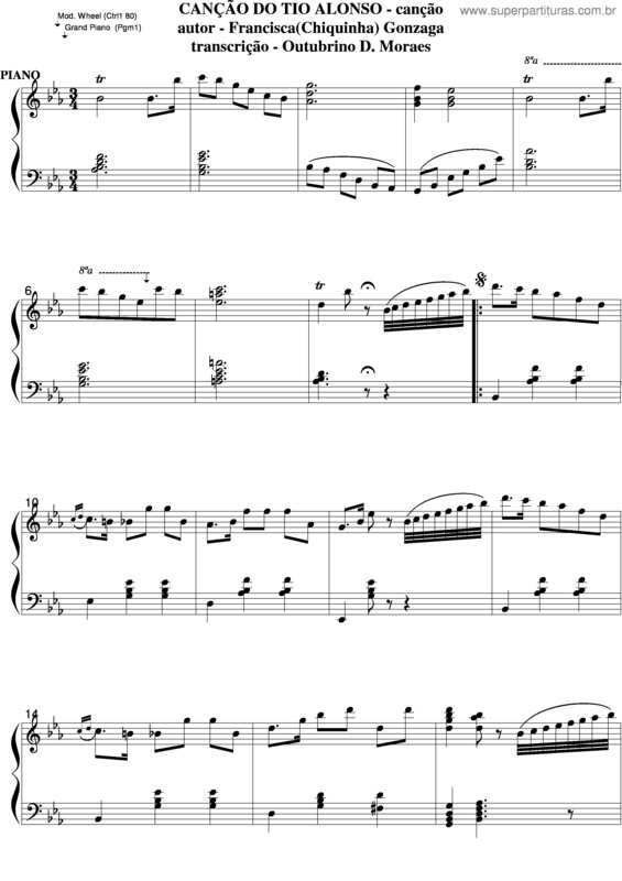 Partitura da música Canção Do Tio Alonso