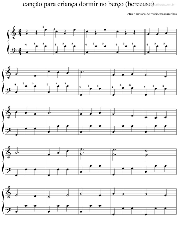 Partitura da música Canção para Criança Dormir no Berço (Berceuse)