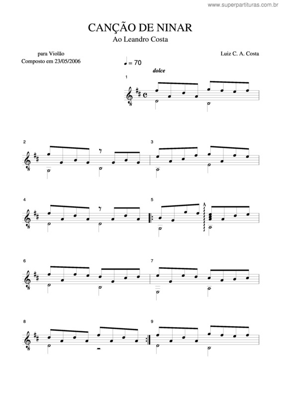 Partitura da música Canção Para Leandro