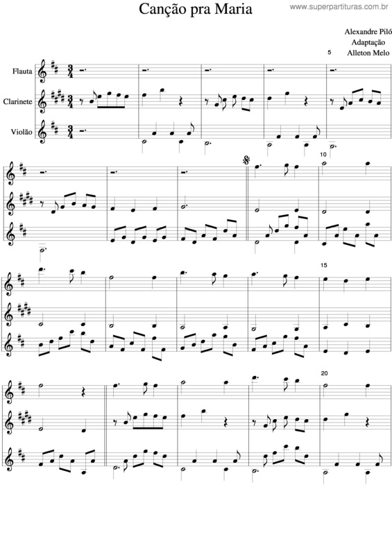 Partitura da música Canção Para Maria