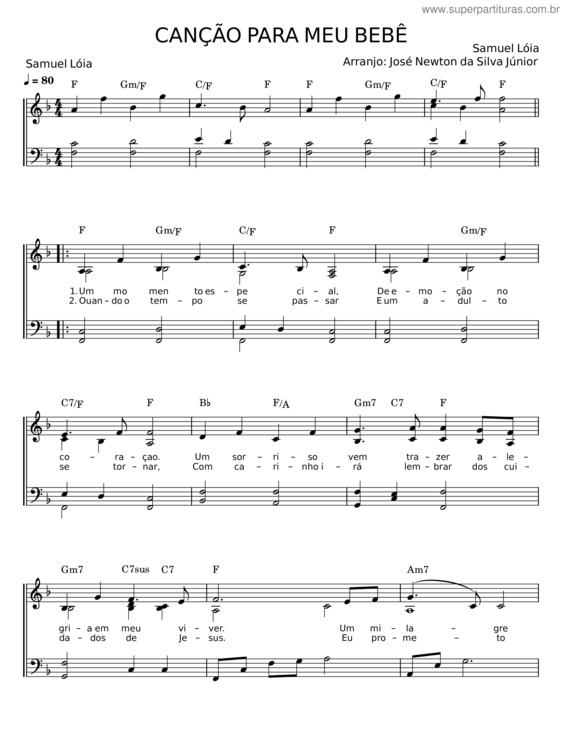 Partitura da música Canção Para Meu Bebê
