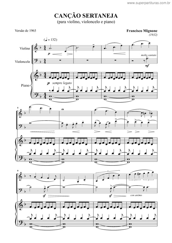 Partitura da música Canção sertaneja