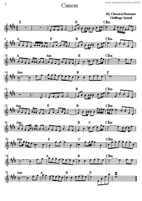 Partitura da música Cancer v.3