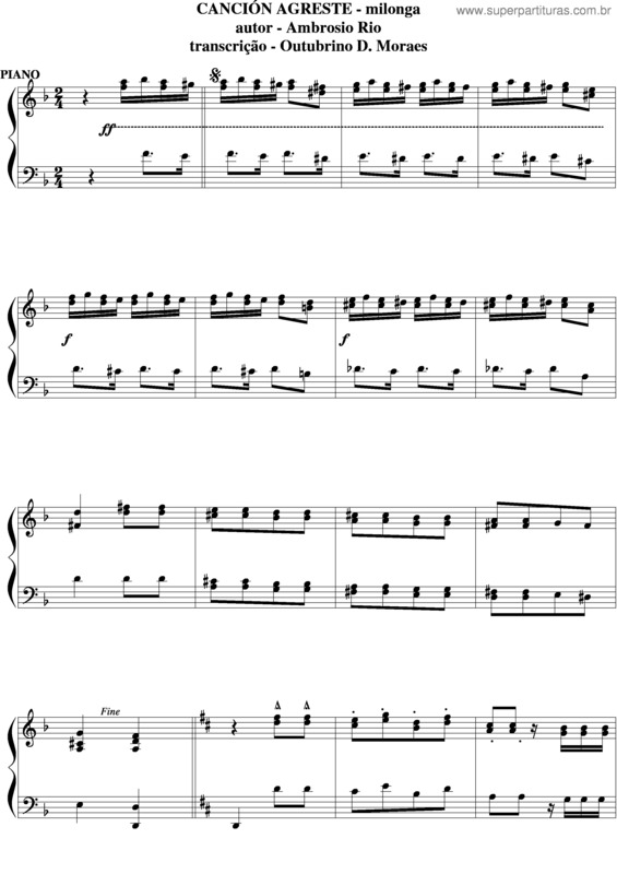 Partitura da música Cancion Agreste