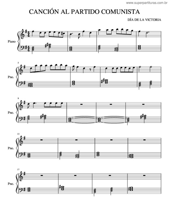 Partitura da música Canción Al Partido Comunista