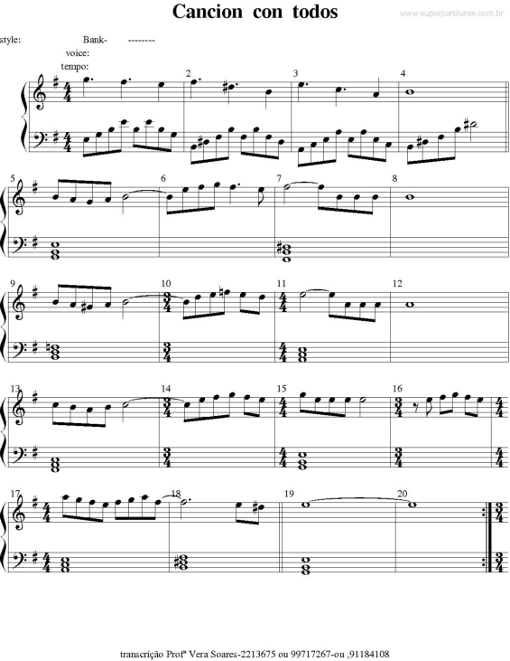 Partitura da música Cancion con Todos