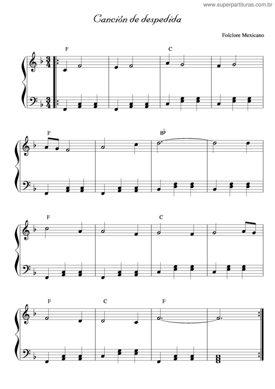 Partitura da música Canción De Despedida