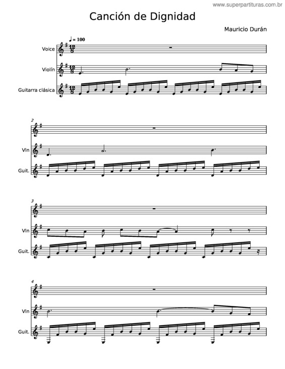 Partitura da música Canción De Dignidad – Mauricio Durán v.2