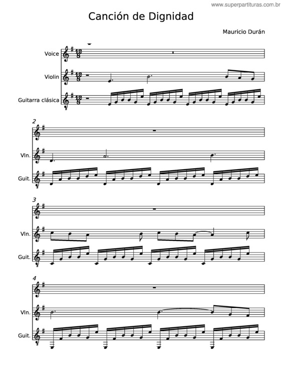 Partitura da música Canción De Dignidad – Mauricio Durán