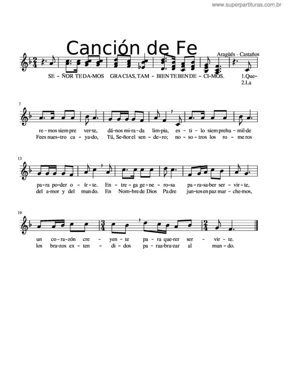 Partitura da música Canción De Fe