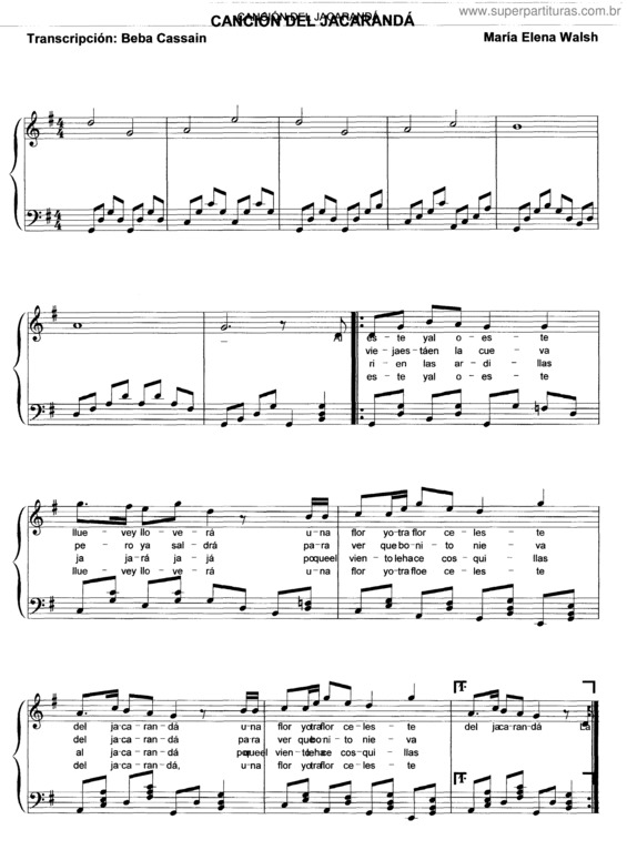 Partitura da música Canción Del Jacarandá