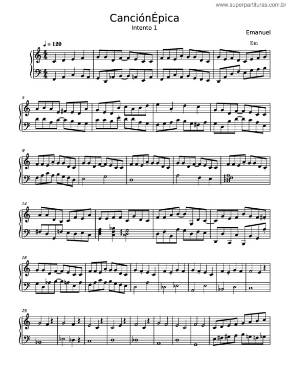 Partitura da música Canción Épica – Carl Philipp Emanuel Bach