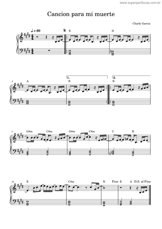 Partitura da música Canción Para Mi Muerte – Sui Generis