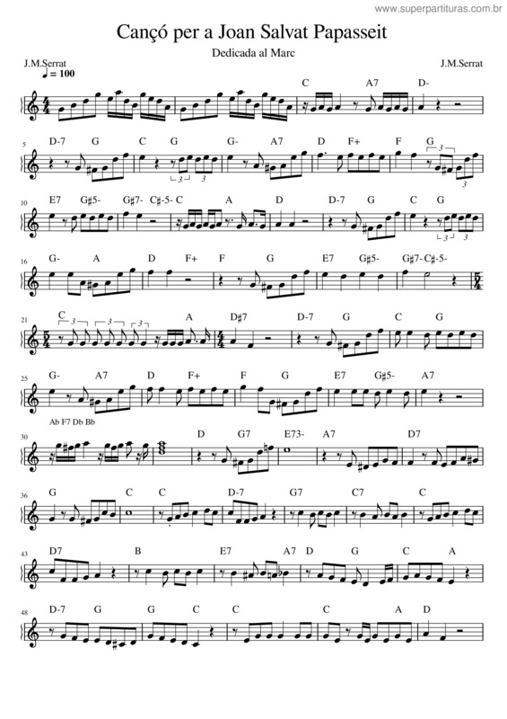 Partitura da música Cançó_Per_A_Joan_Salvat_Papasseit