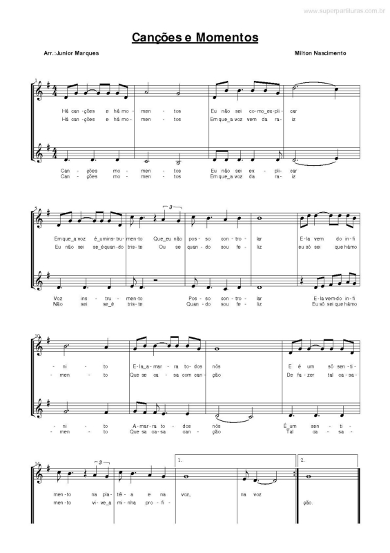 Partitura da música Canções e Momentos v.3