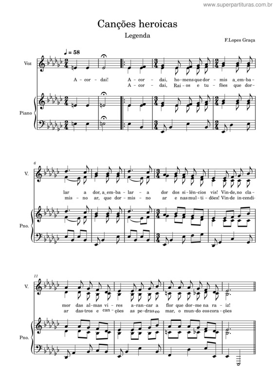 Partitura da música Canções Heroicas