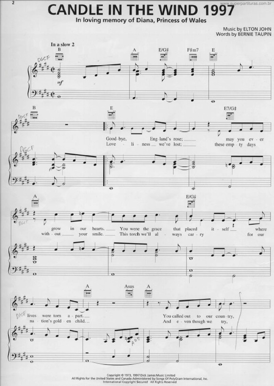 Partitura da música Candle In The Wind