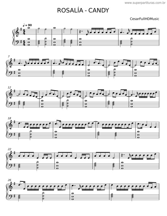 Partitura da música Candy – Rosalía