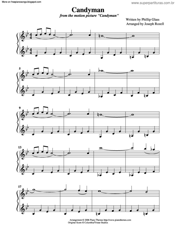 Partitura da música Candyman Theme