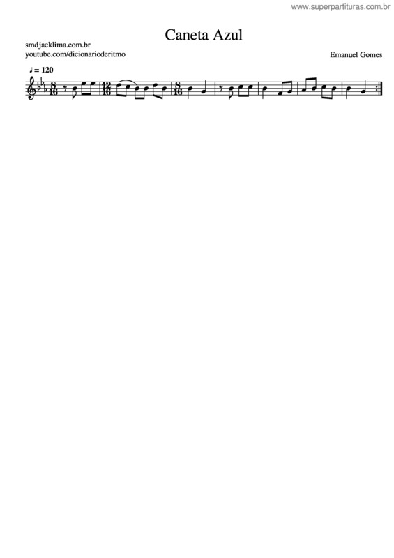 Partitura da música Caneta Azul
