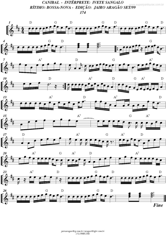 Partitura da música Canibal