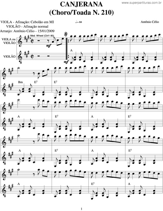 Partitura da música Canjerana 