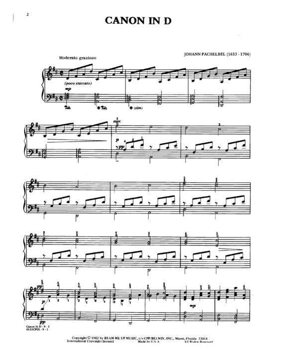 Partitura da música Cannon (D)