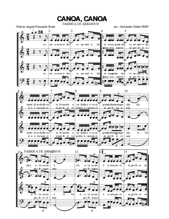 Partitura da música Canoa Canoa v.2