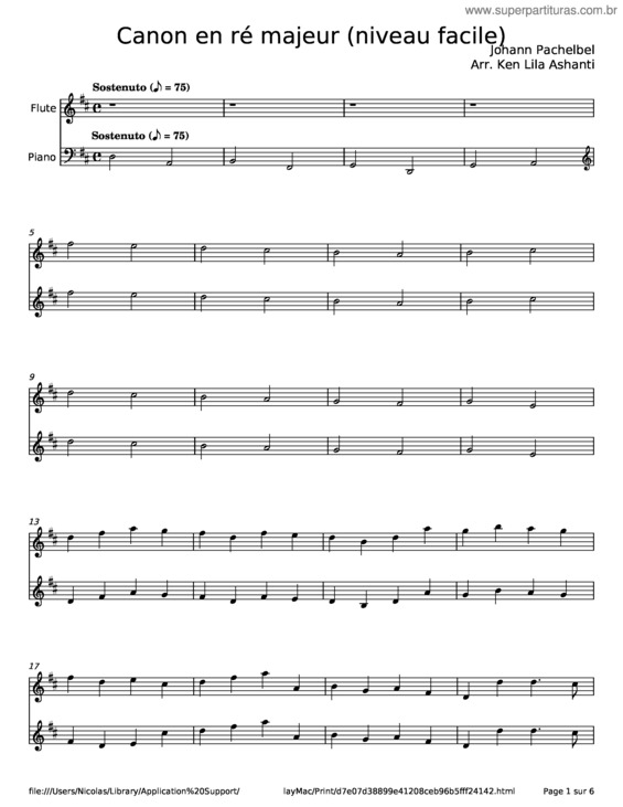 Partitura da música Canon And Gigue In D Major, P.37 – Johann Pachelbel v.2
