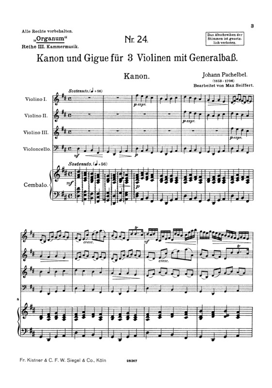 Partitura da música Canon and Gigue in D Major