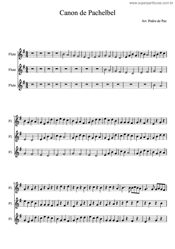 Partitura da música Canon De Pachelbel
