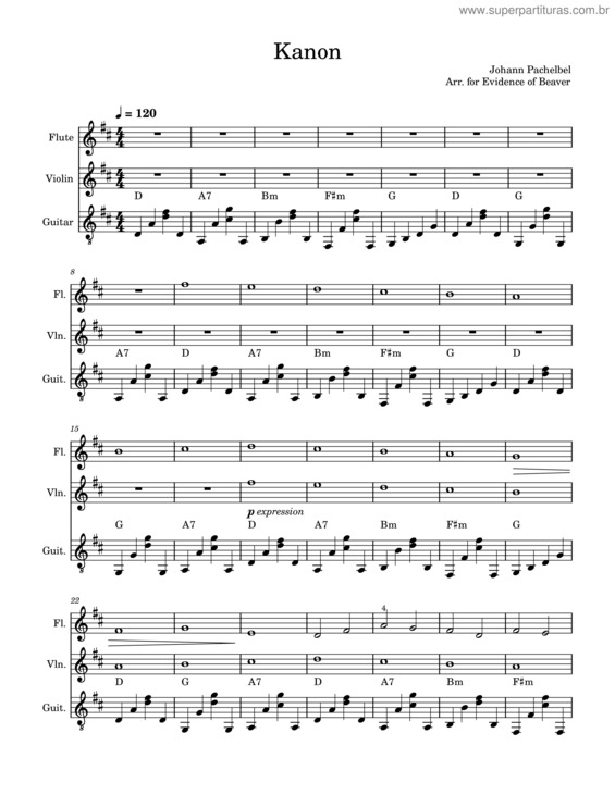 Partitura da música Canon In D – Johann Pachelbel Kanon – Eob