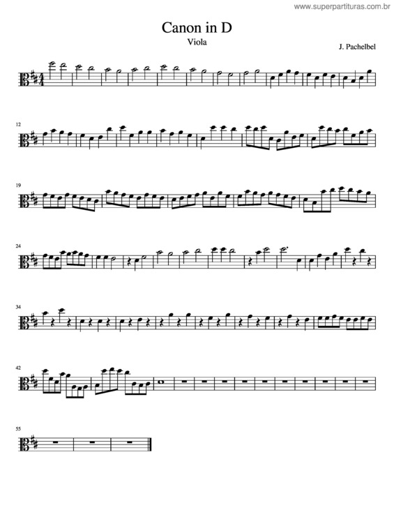 Partitura da música Canon In D For Viola v.2