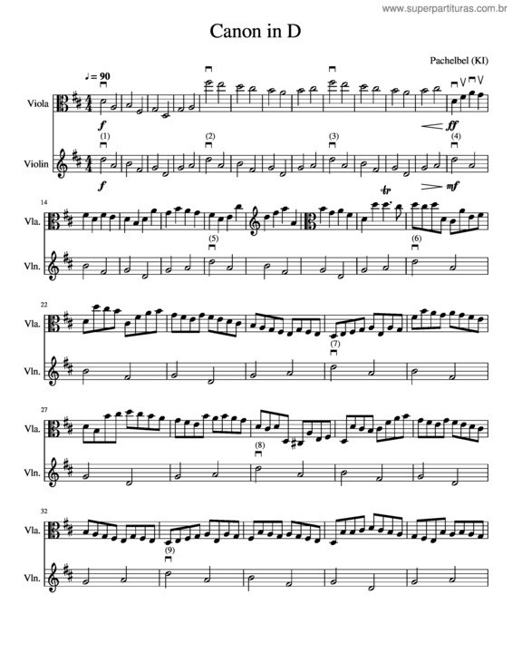 Partitura da música Canon In D v.11