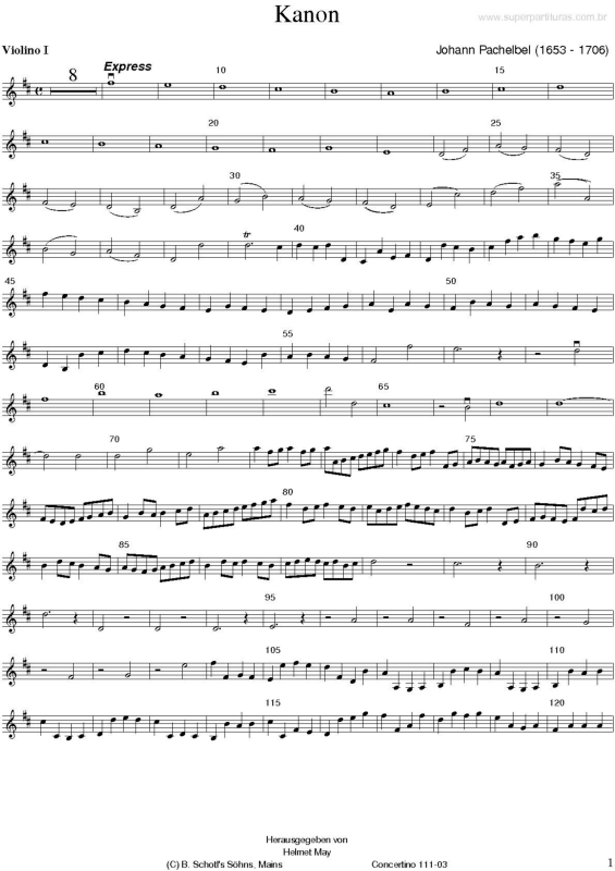 Partitura da música Canon in D v.3