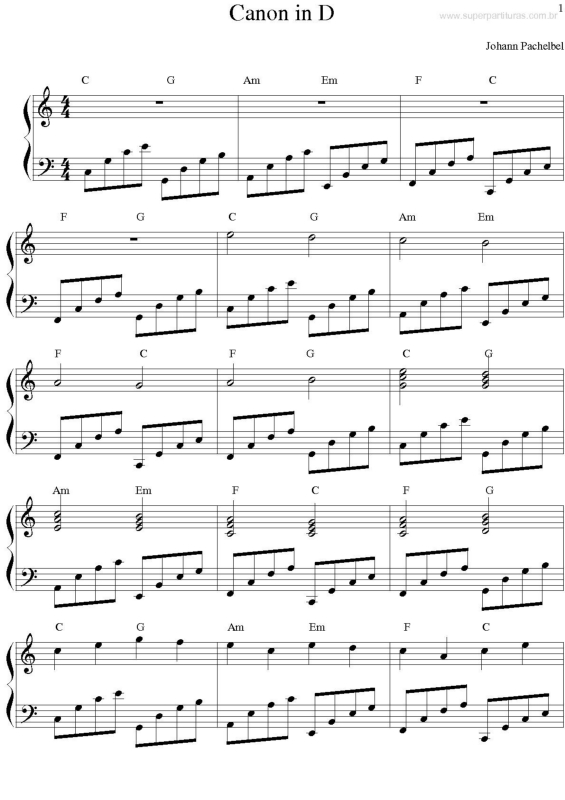 Partitura da música Canon in D v.4