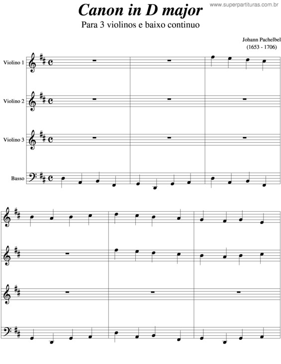 Partitura da música Canon In D v.6