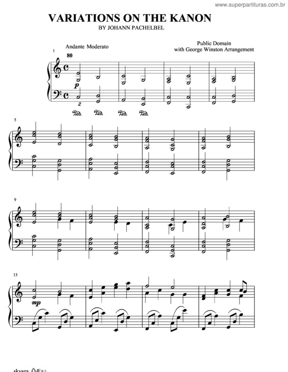 Partitura da música Canon In D v.8
