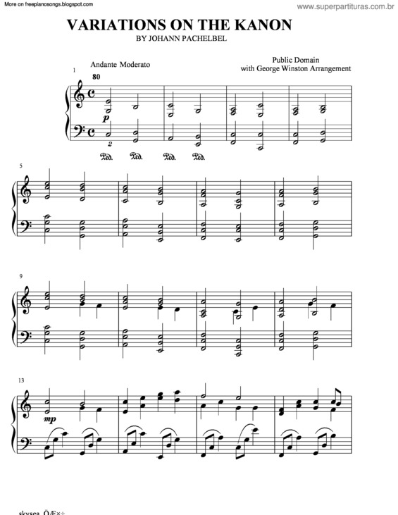 Partitura da música Canon In D v.9