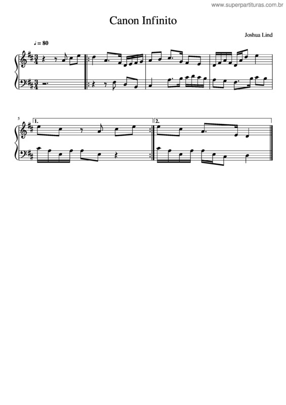 Partitura da música Canon Infinito v.2