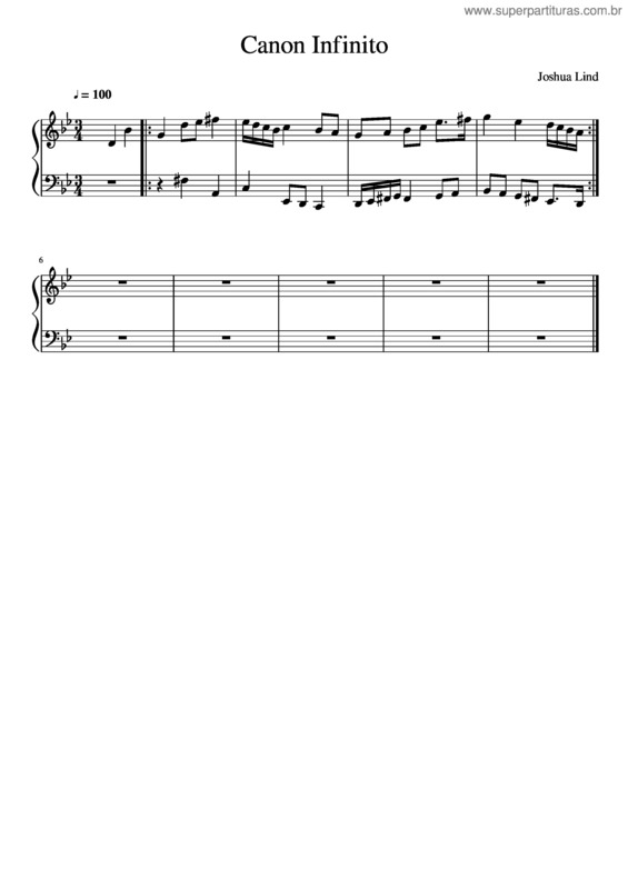 Partitura da música Canon Infinito