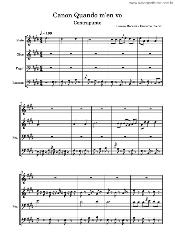 Partitura da música Canon Quando M`En Vo