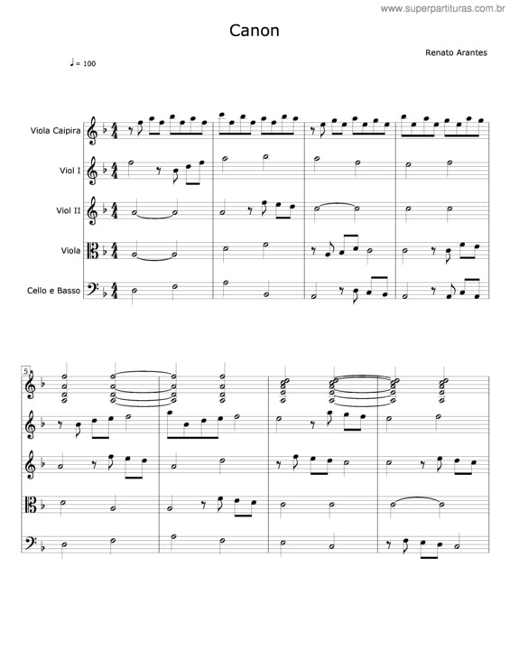 Partitura da música Canon v.2