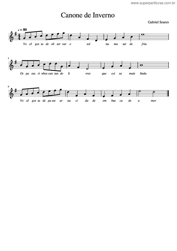 Partitura da música Canone De Inverno v.2