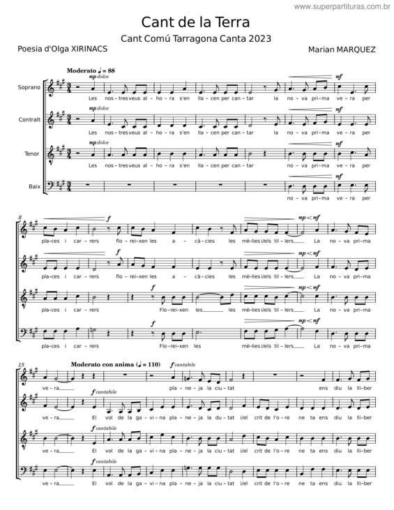 Partitura da música Cant De La Terra